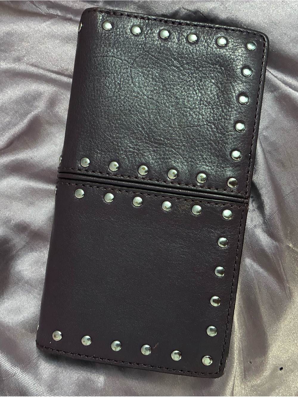 Purple Michael kors wallet studded zipper change section like new